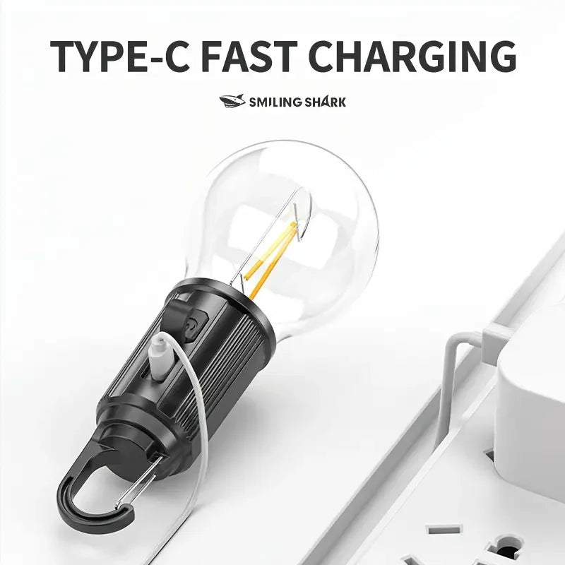 Rustik Taşınabilir Şarjlı Tasarruflu Ampul 10w Led Lamba Type-c Şarj Askılı Asma Aydınlatma