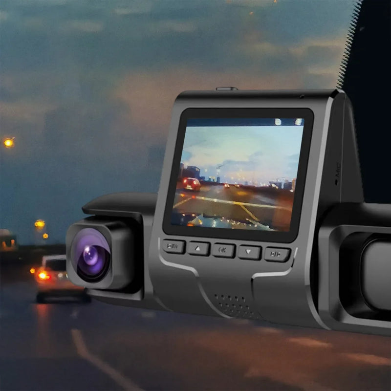 1080p Üçlü Lens Araba Dash Cam Dashcam Ön İç & Arka Hd Araba Dvr 120 ° Açı Döngü Kaydı Yerçekimi Sensörü