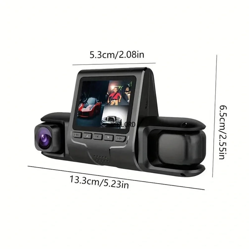 1080p Üçlü Lens Araba Dash Cam Dashcam Ön İç & Arka Hd Araba Dvr 120 ° Açı Döngü Kaydı Yerçekimi Sensörü