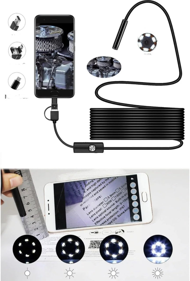 10mt Lens 5.5mm Işıklı Endeskop Boroskop Yılan Kamera