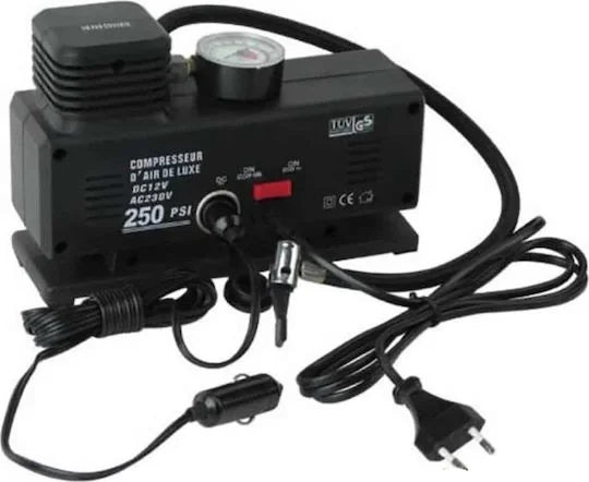 220 Volt-12 Volt 250 Psi Kompresör Lastik Hava Şişirme Oto Pompası Fişli Ve Çakmaklı Yage-843