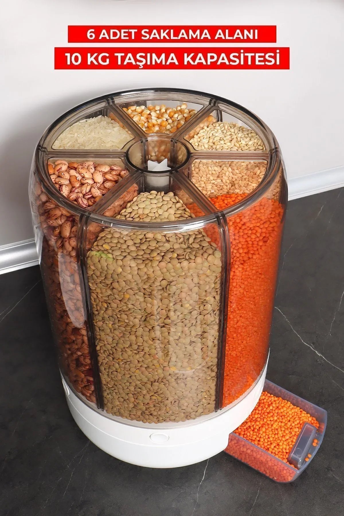 Alitech Kuru Gıda Ve Bakliyat 6'lı Erzak Saklama Kabı 10 Kg