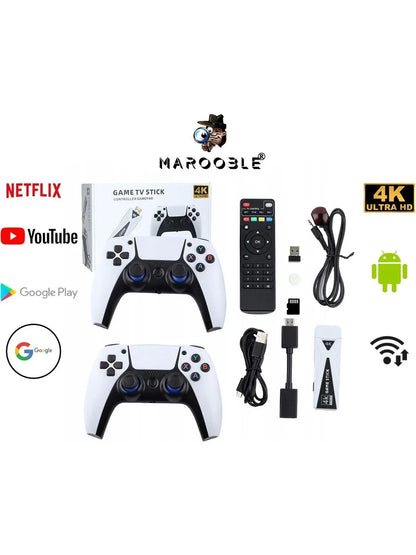 4k Game Tv Stick Android Tv Wifi Kablosuz Çift Kol Game Stick 64gb Hafıza Atari