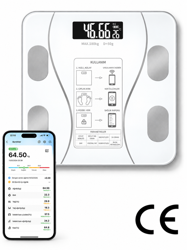 Vücut Analizli Bluetooth Akıllı Baskül – TF-1075
