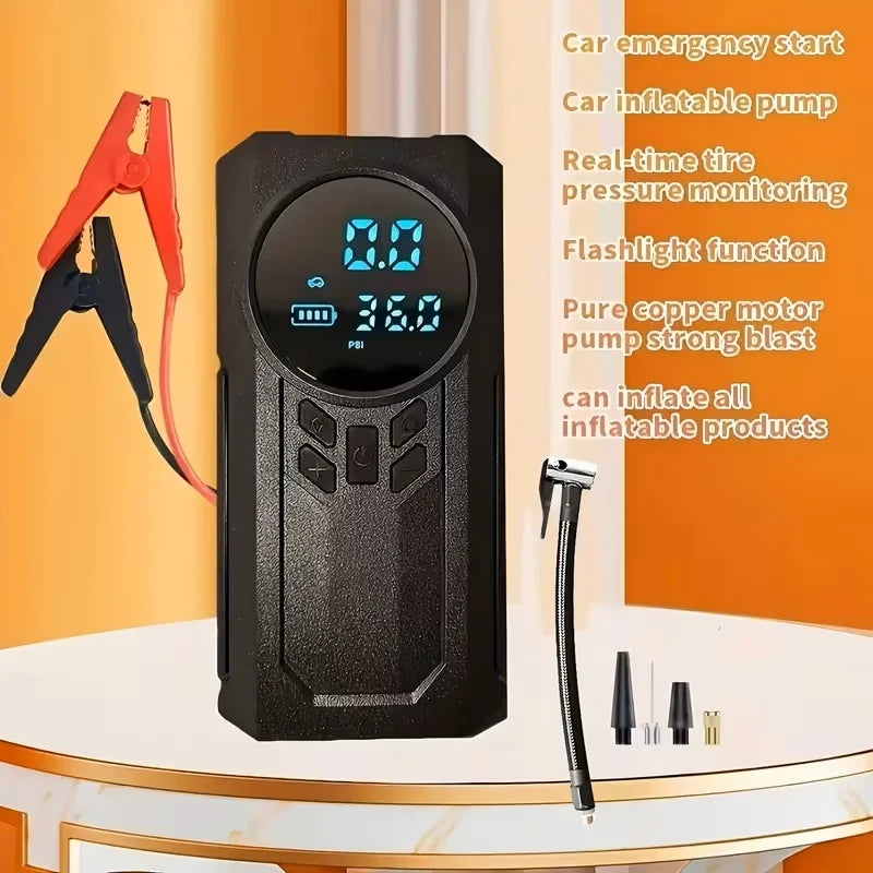 4in1 Lastik Şişirici Akü Takviyesi Powerbank Led Işık Oto Akü