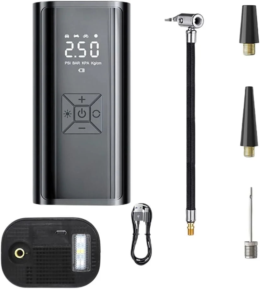 Hava Pompası & Powerbank | 150 Psı Ultra Basınç, Led Işıklı, Lcd Ekranlı, 4000mah Taşınabilir Şarjlı Kompresör