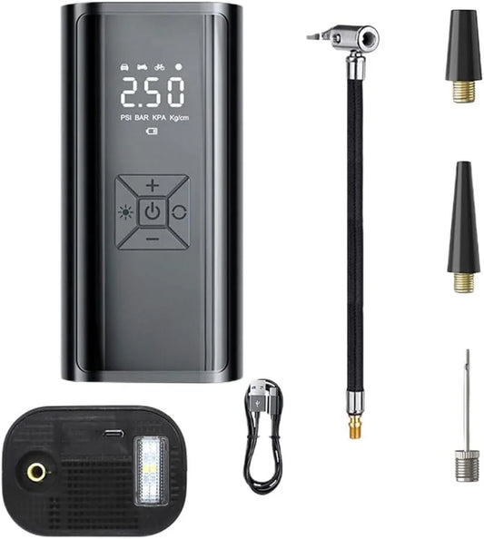 Hava Pompası & Powerbank | 150 Psı Ultra Basınç, Led Işıklı, Lcd Ekranlı, 4000mah Taşınabilir Şarjlı Kompresör