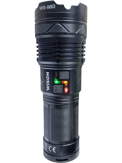 Wıson 980 Profesyonel Zoomlu El Feneri | 60w – 7000 Lümen – 13.200 Mah – Type‑c – Metal Gövde