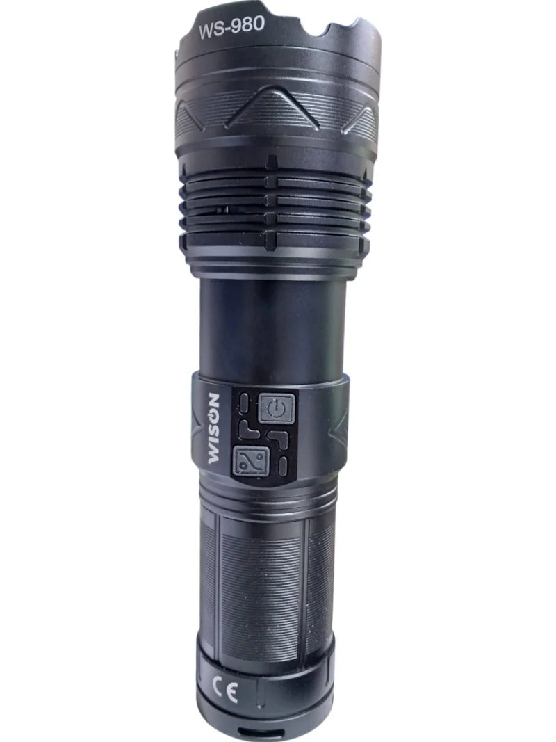 Wıson 980 Profesyonel Zoomlu El Feneri | 60w – 7000 Lümen – 13.200 Mah – Type‑c – Metal Gövde