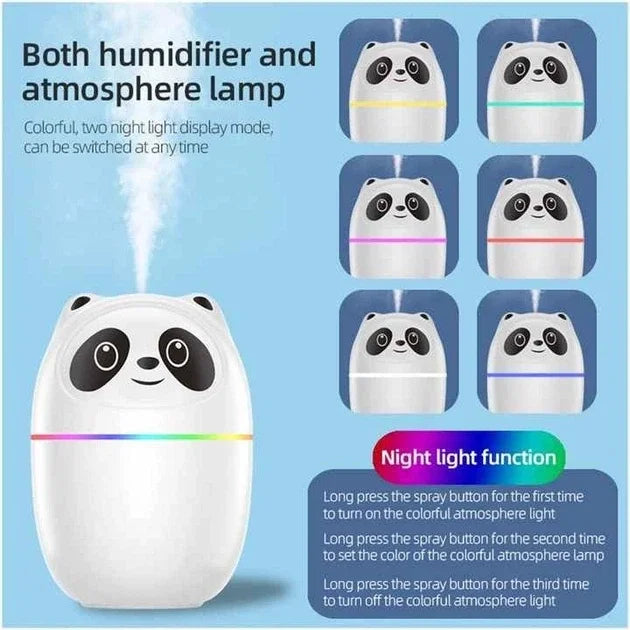 3'ü 1 Arada Panda Nemlendirici, Led Işık, 220 Ml Kapasite, 12 Saat Çalışma Süresi, Model A10