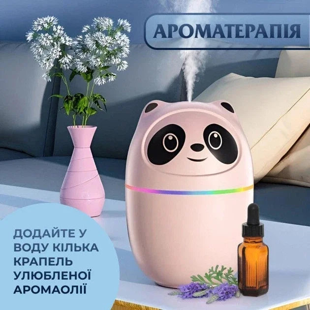 3'ü 1 Arada Panda Nemlendirici, Led Işık, 220 Ml Kapasite, 12 Saat Çalışma Süresi, Model A10