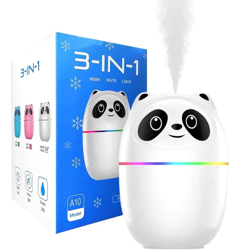 3'ü 1 Arada Panda Nemlendirici, Led Işık, 220 Ml Kapasite, 12 Saat Çalışma Süresi, Model A10