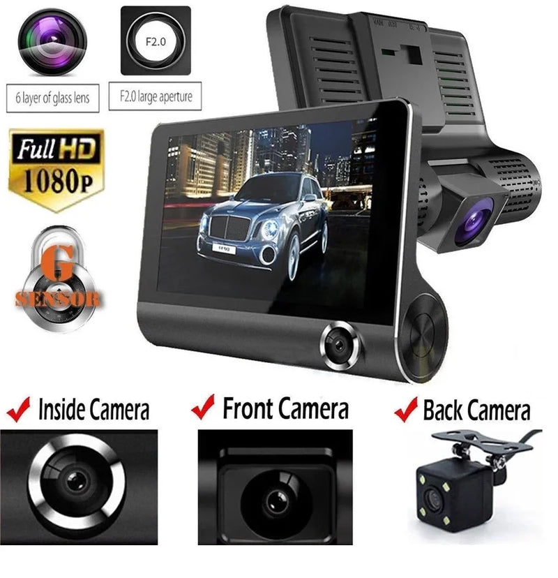4 İnç Araç İçi Kamera Kaydedici Çift Ön Ve Arka Hd 1080p Gece Görüşlü Araç Kamerası