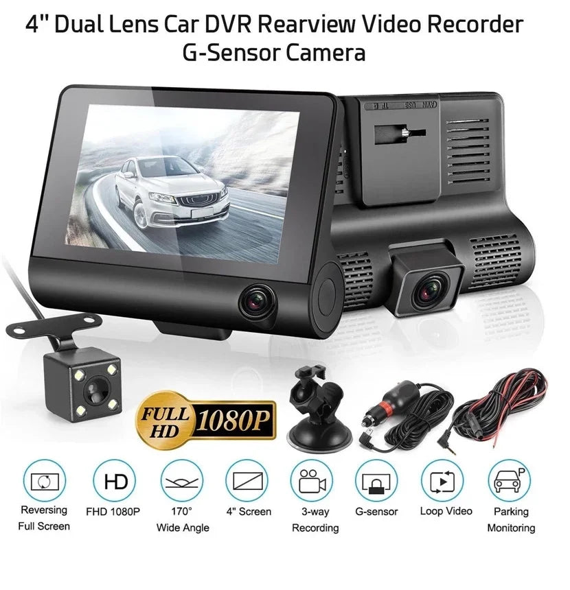 4 İnç Araç İçi Kamera Kaydedici Çift Ön Ve Arka Hd 1080p Gece Görüşlü Araç Kamerası