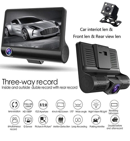 4 İnç Araç İçi Kamera Kaydedici Çift Ön Ve Arka Hd 1080p Gece Görüşlü Araç Kamerası