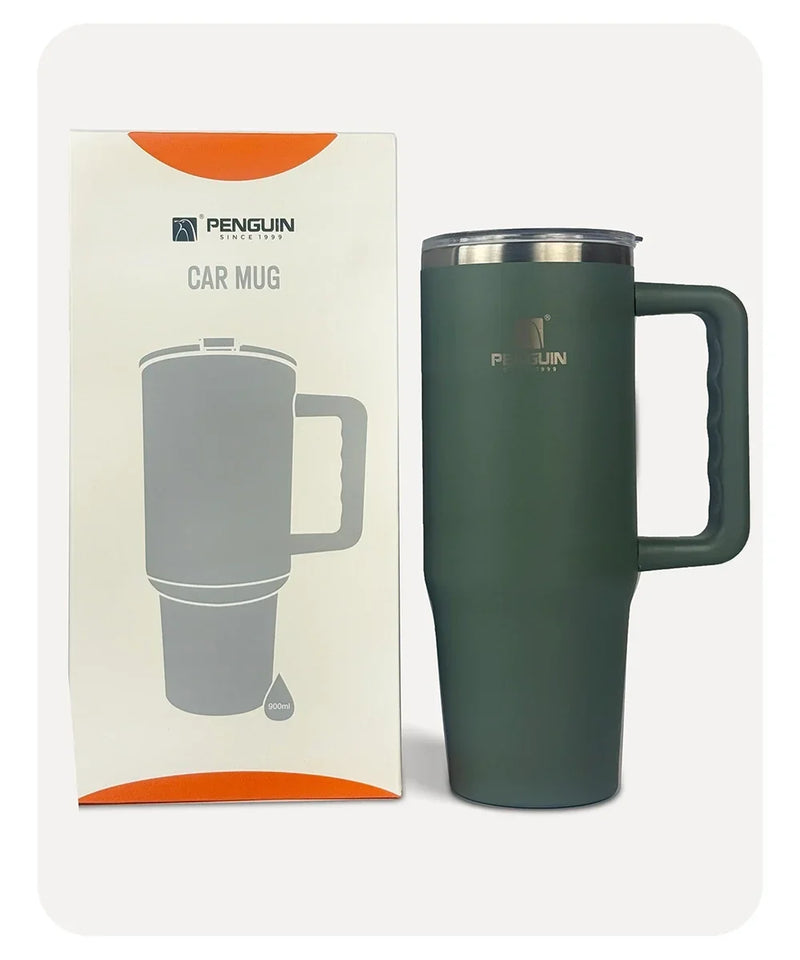 Penguin Termos Pipetli Termos Bardak 900 Ml Paslanmaz Çelik Yeşil