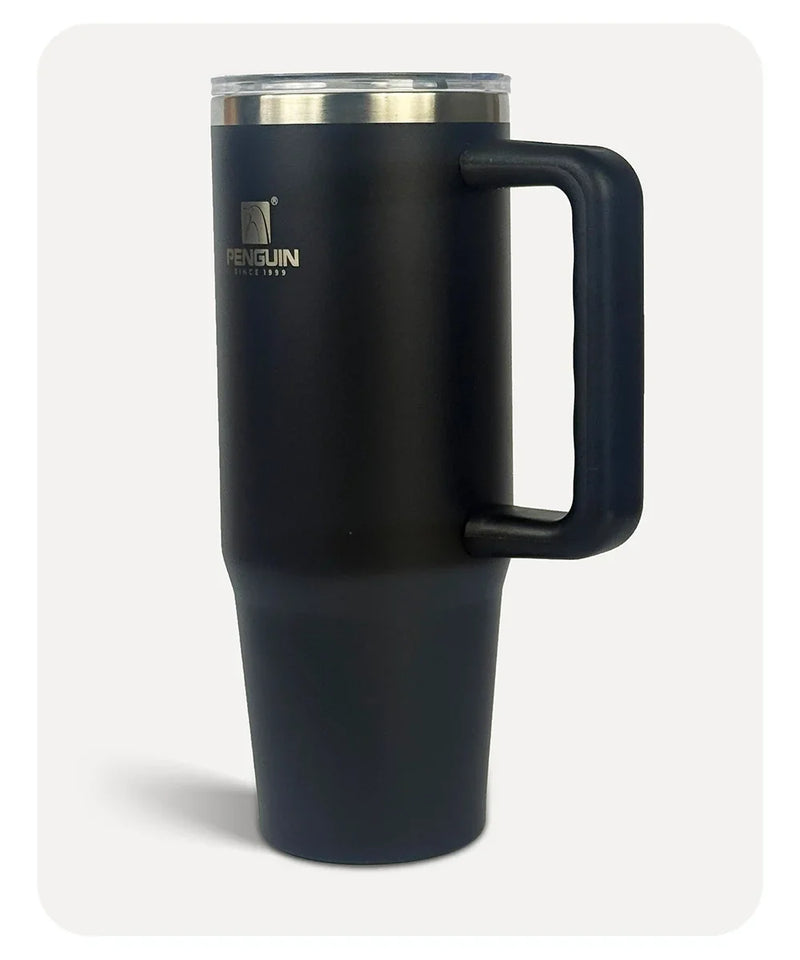 Penguin Termos Pipetli Termos Bardak 900 Ml Paslanmaz Çelik Siyah