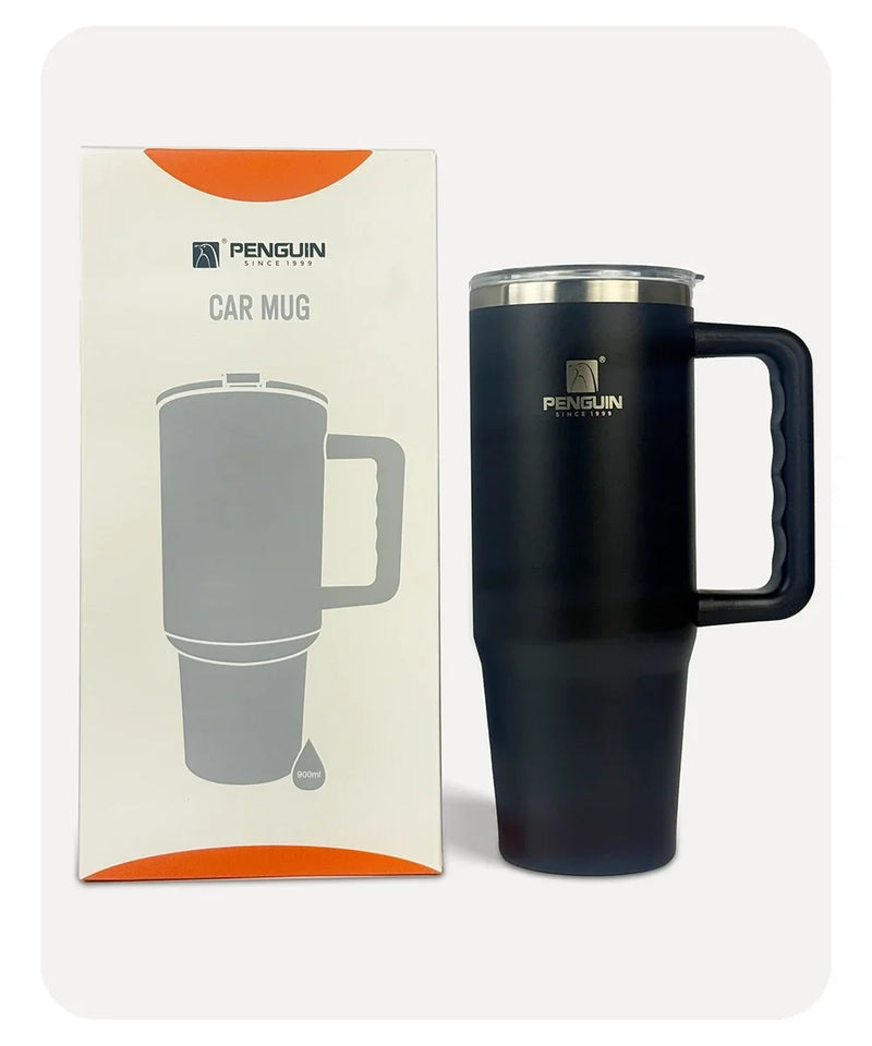 Penguin Termos Pipetli Termos Bardak 900 Ml Paslanmaz Çelik Siyah