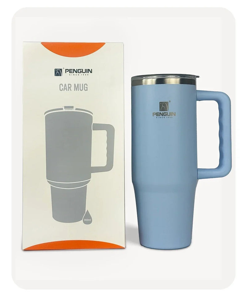 Penguin Termos Pipetli Termos Bardak 900 Ml Paslanmaz Çelik Mavi