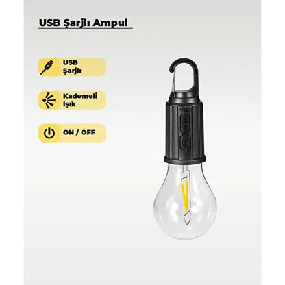 Panther Pt-331 (solar & Usb Şarj) (seyyar Ampul Model=rustik) Kamp Lambası (mandallı Kanca Askılık) (3-kademe Işık)*120