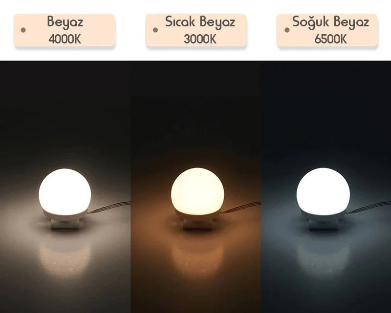 Ayna Üstü Led Makyaj Aydınlatma Işığı Parlaklık Ayarlı 4'lü