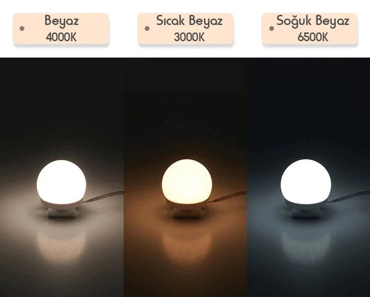 Ayna Üstü Led Makyaj Aydınlatma Işığı Parlaklık Ayarlı 4'lü