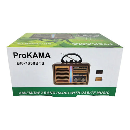 Prokama Çok Fonksiyonlu Ahşap Radyo BK-7050BTS