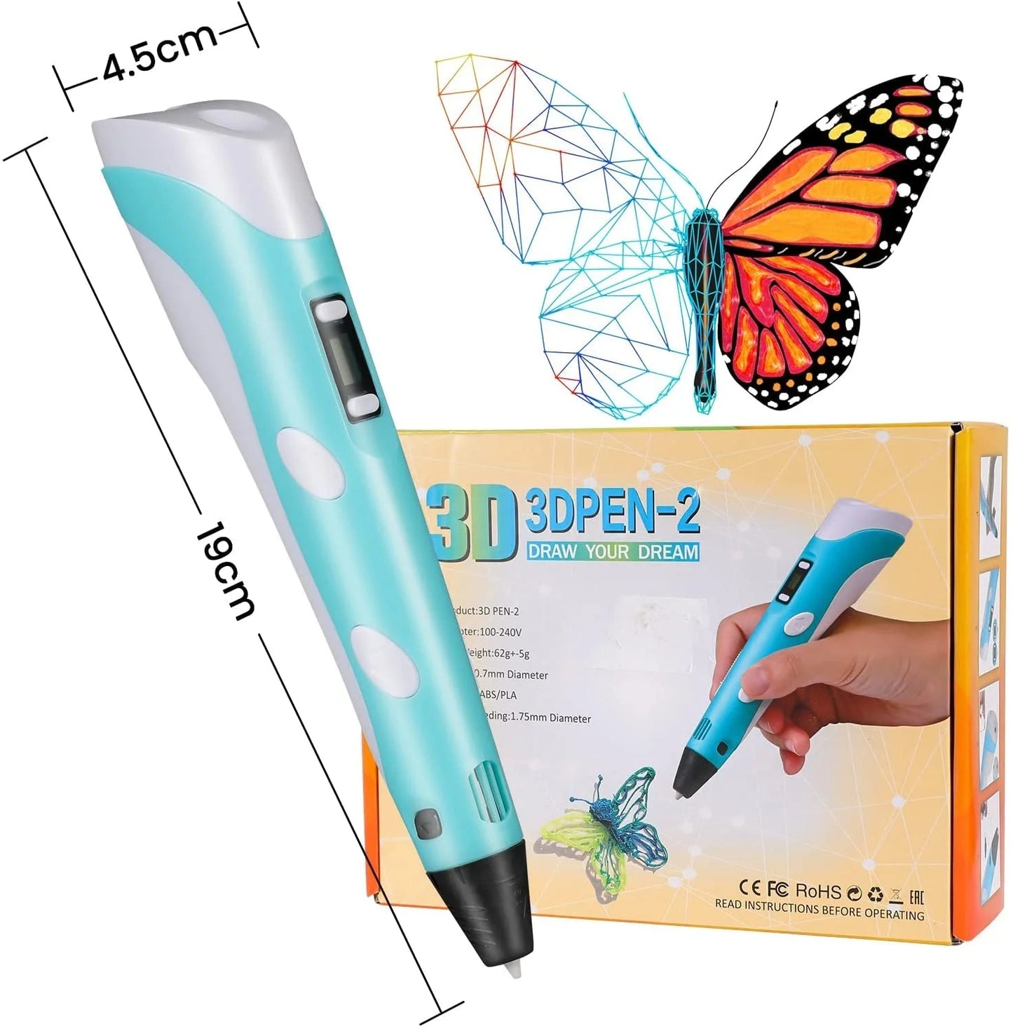 3d Kalem - 3d Pen Baskı Kalemi Yazıcı Printer + 5 Renk Filament