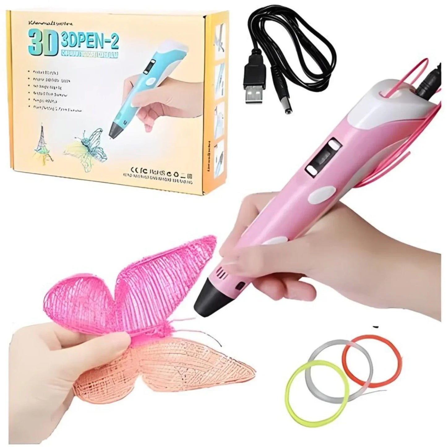 3d Kalem - 3d Pen Baskı Kalemi Yazıcı Printer + 5 Renk Filament