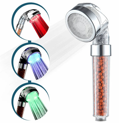 Filtreli LED Duş Başlığı, El Duşu, Renk Değiştiren, Yüksek Basınçlı, Su Tasarruflu El Duşu Başlığı