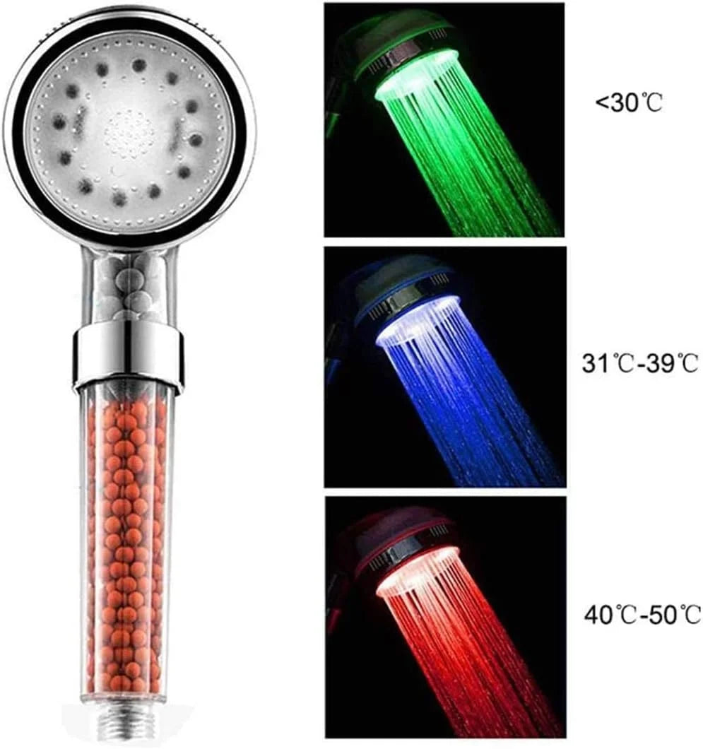 Filtreli LED Duş Başlığı, El Duşu, Renk Değiştiren, Yüksek Basınçlı, Su Tasarruflu El Duşu Başlığı