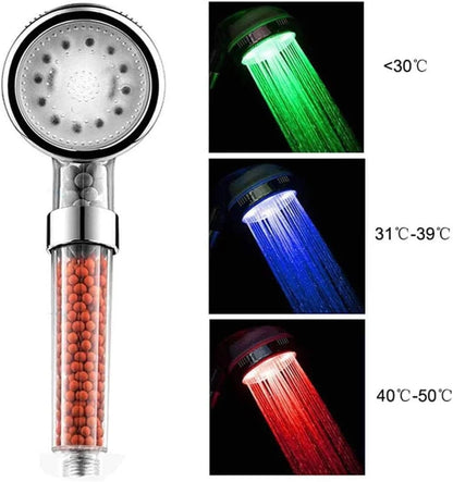 Filtreli LED Duş Başlığı, El Duşu, Renk Değiştiren, Yüksek Basınçlı, Su Tasarruflu El Duşu Başlığı
