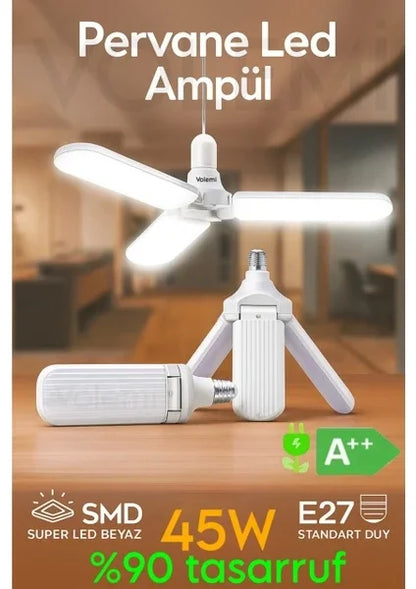 Volemi Pervane LED Ampül 3 Kanatlı 220V 45W 4500 Lümen Beyaz E27
