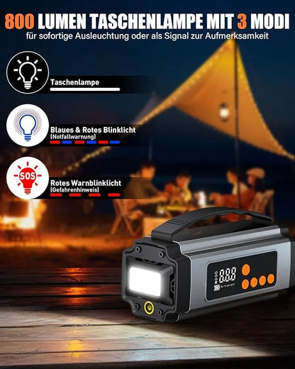 Pro Akü Takviye Şarj Cihazı 10000 Mah Akü Takviye Cihazı Akü Şarj Cihazı Lastik Şişirme Pompası 4in1 Jump Starter