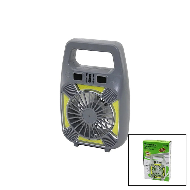 Gold Silver GS-265 2in1 Mini Fan & Fener USB Şarjlı, 2 Kademe Hız