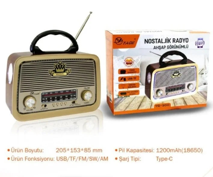 Ahşap Görünümlü Nostaljik Radyo Yage YG-300