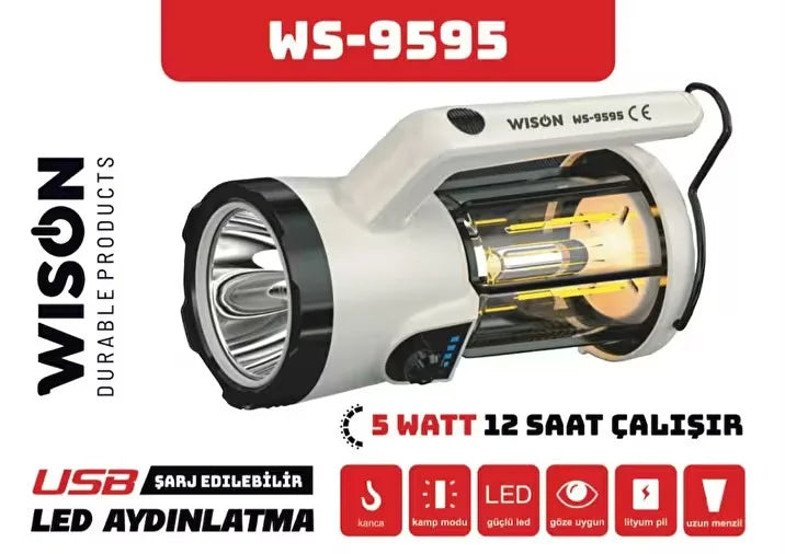 Wison WS-9595 Profesyonel El Feneri & Kamp Lambası | 5W