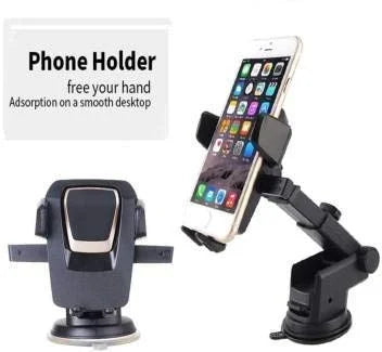 Araç İçi Ayarlanabilir Telefon Tutucu, Evrensel Uzun Kollu, Ön Cam İçin Akıllı Telefonlar İçin - Siyah
