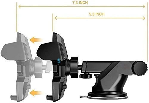 Araç İçi Ayarlanabilir Telefon Tutucu, Evrensel Uzun Kollu, Ön Cam İçin Akıllı Telefonlar İçin - Siyah