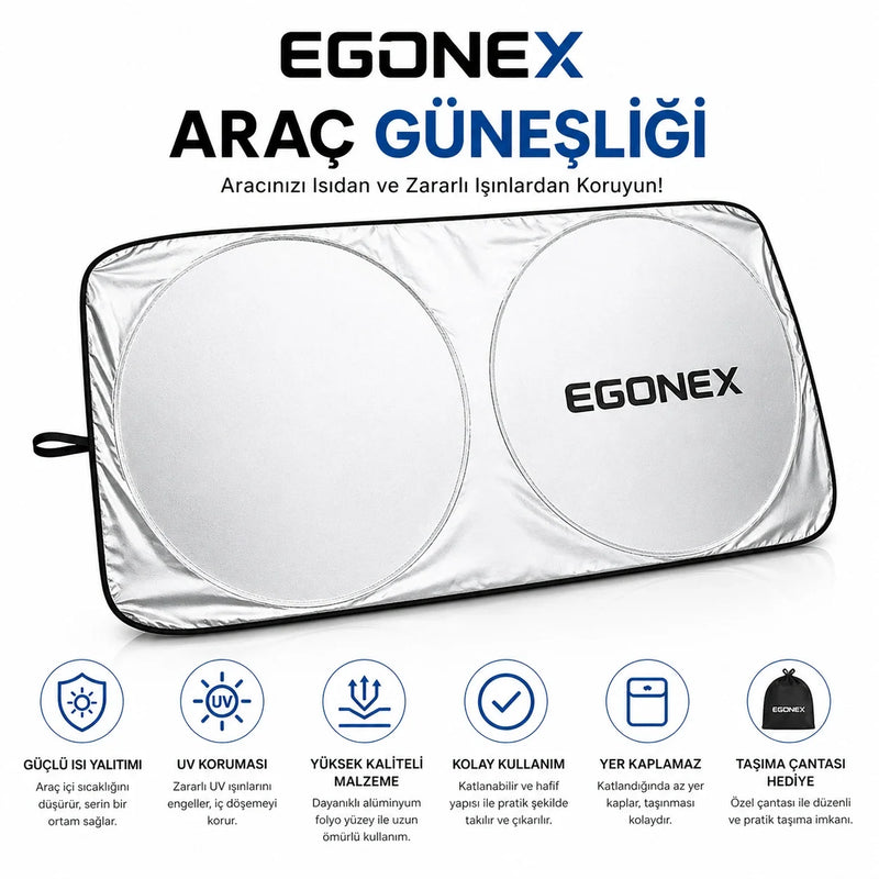 Egonex Yuvarlak Katlanabilir Oto Ön Cam Güneşlik