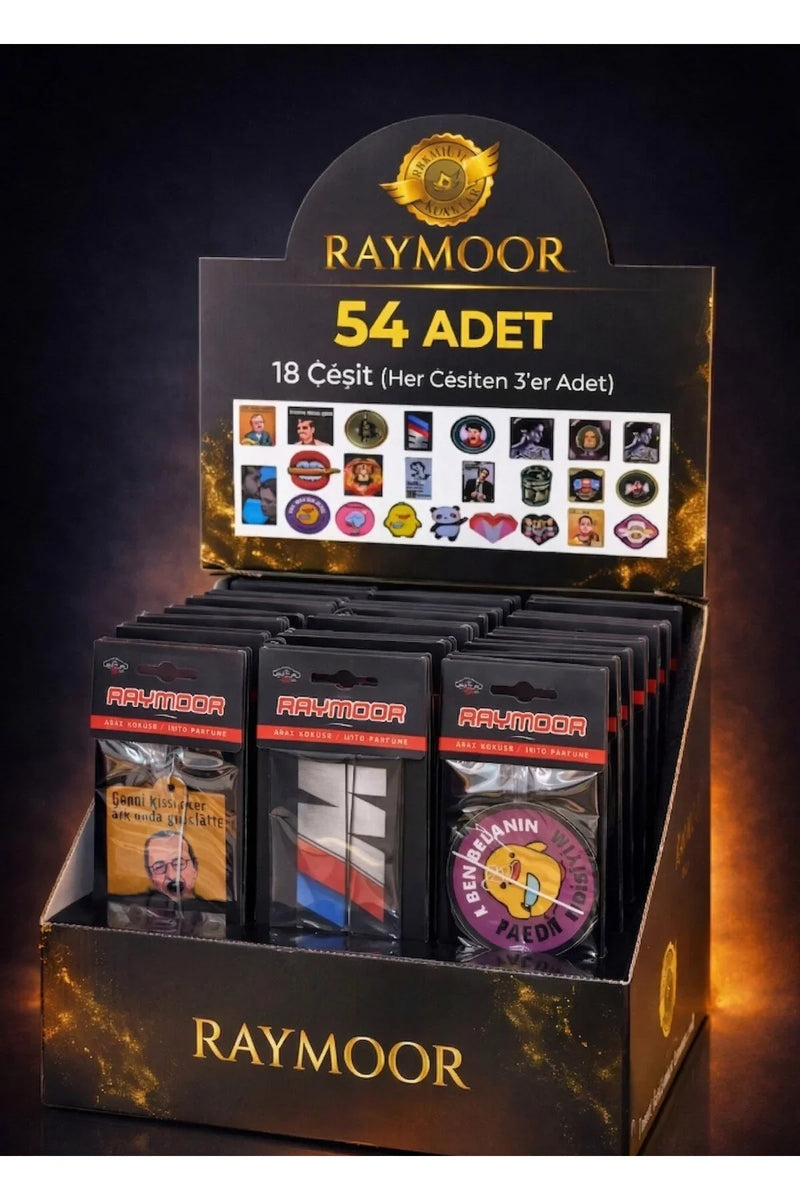 RAYMOOR Araç kokusu Trend Görseller Tasarımlı Araç Kokusu Standı 54 Adet