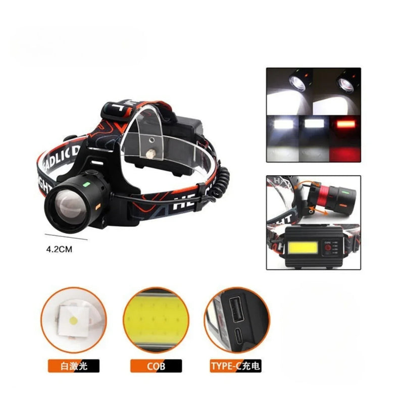 OR-T201 Usb'li Kafa Lambası | 30W 2000 Lümen | 2 Adet 18650 Pil Dahil