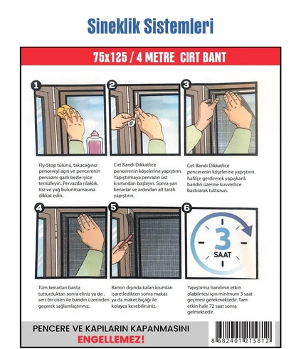 Egonex Pencere Sinekliği Kolay Yapışkanlı Sineklik Ev 75 X 125