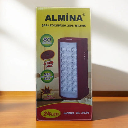 Almina Işıldak 24 Led 80 Saat Yanma Telefon Şarj Edebilen Işıldak Usb'li Şarjlı 24 Ledli Işıldak