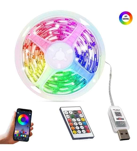 Animasyonlu Suya Dayanıklı Şerit Led 10 Mt Usb Girişli Telefon Kontrollü Rgb Sese Duyarlı