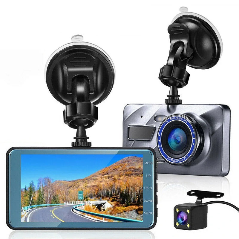 Araba Dvr Dash Cam Arka Görünüm Kameralı: 4 İnç Hd 1080p Çift Lens Araç Video Kaydedici Akıllı G-sensör Ve 170 Dereklik Geniş Açılı