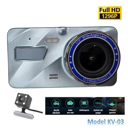 Araba Dvr Dash Cam Arka Görünüm Kameralı: 4 İnç Hd 1080p Çift Lens Araç Video Kaydedici Akıllı G-sensör Ve 170 Dereklik Geniş Açılı