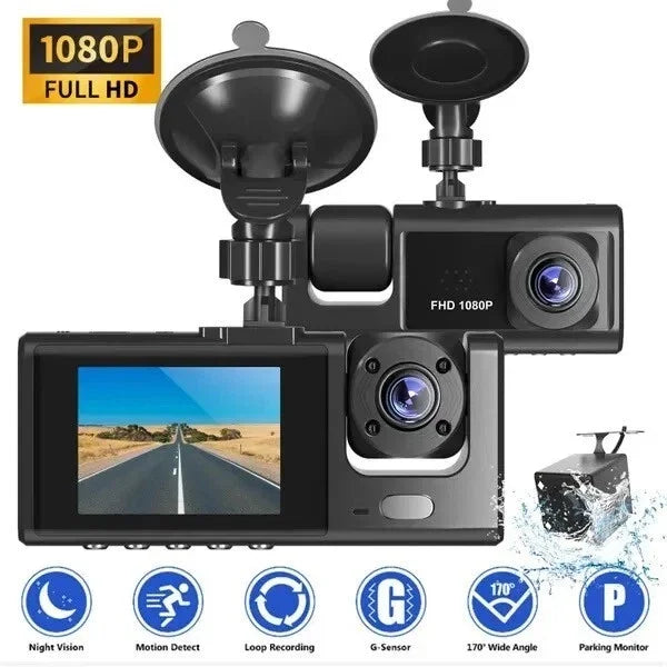 Araç Araba Kamerasi Black Box Traffic Recorder 3 Kameralı
