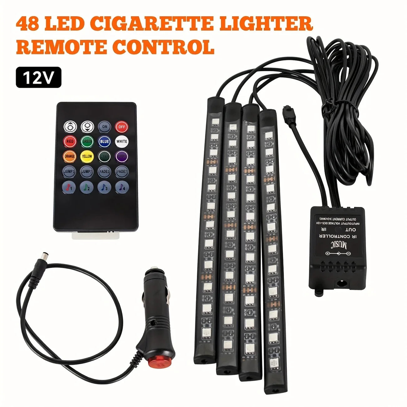 Araç İçi Sese Duyarlı Ayak Altı Led Aydınlatma Kumandalı Rgb