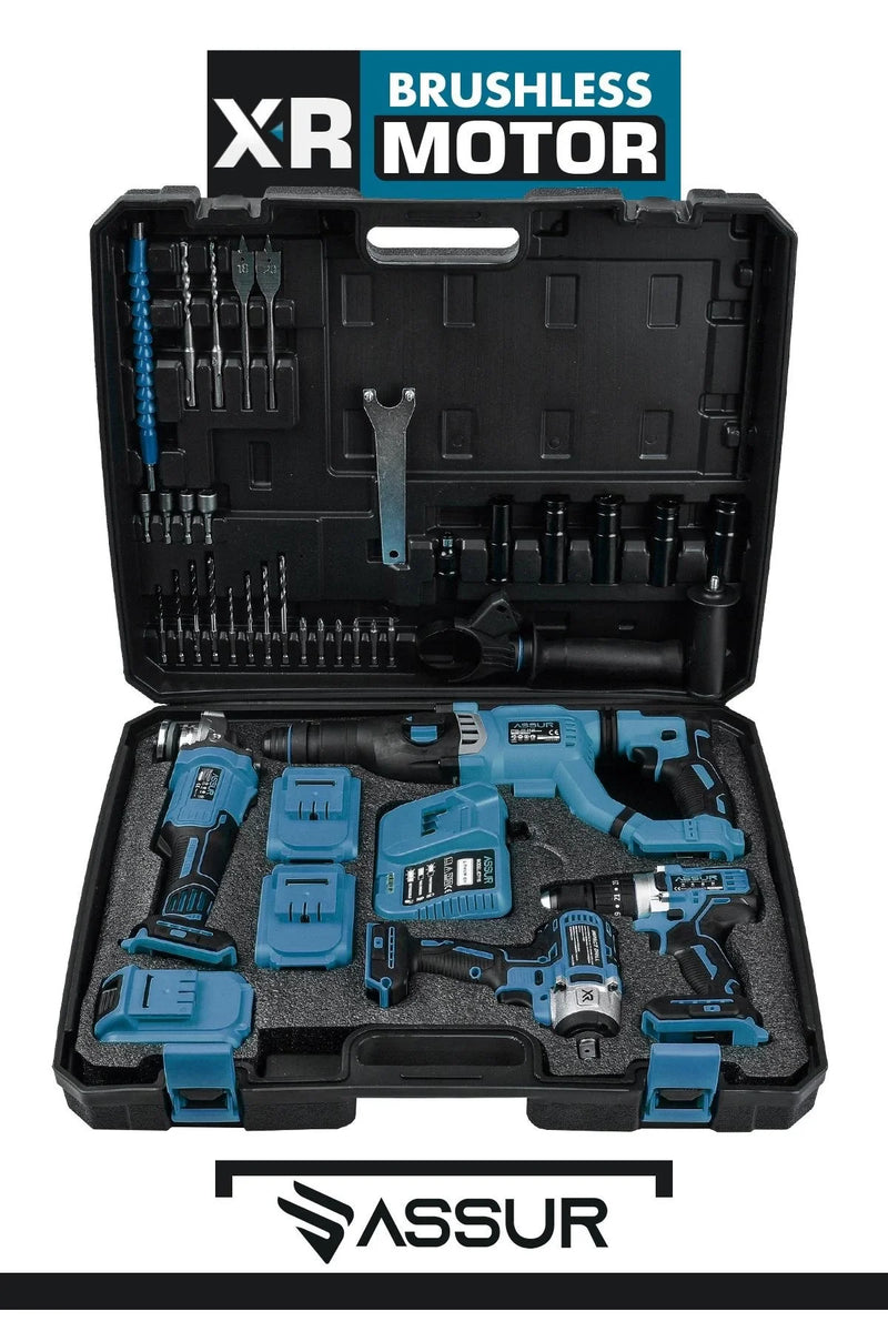 Assur Profesyonel 21v Akülü Somun Sıkma Sökme Matkap Taşlama Kırıcı Delici Hilti 4'lü Set